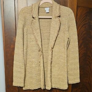 Chico's Gold and Tan Textured Jacket